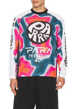 By Parra MTB Competition Jersey in White - Multi. Size S (also in L, M, XL/1X, XXL/2X).