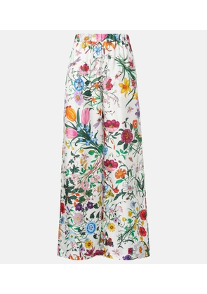 Gucci Gucci Flora silk twill palazzo pants