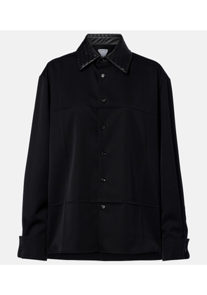 Bottega Veneta Intrecciato leather-trimmed wool shirt