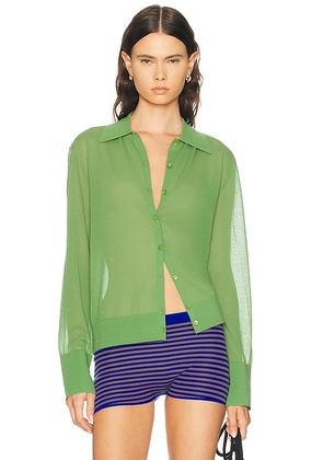 FRAME The Collared Cardigan in Peridot - Green. Size S (also in M, XS).