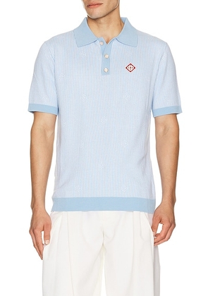 Casablanca Pinstripe Polo Shirt in Light Blue - Blue. Size XL/1X (also in L, M, S, XXL/2X).