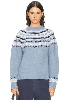 Miu Miu Wool Fairisle Sweater in Azzurro - Navy. Size 42 (also in 38, 40).