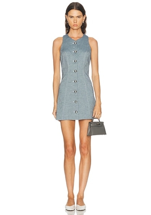 MATTHEW BRUCH Vest Mini Dress in Denim - Blue. Size 6 (also in 0, 2, 4, 10).