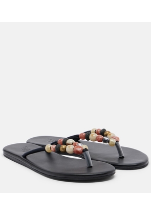 Ancient Greek Sandals Saionara beaded leather thong sandals