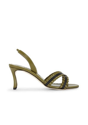 Manolo Blahnik Volusan 70 Sandal in Dark Khaki & Black - Olive. Size 36.5 (also in 36, 38.5, 39, 39.5, 40, 41).