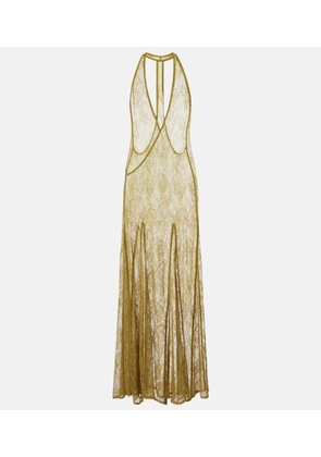 Adriana Degreas Sheer open-back lace maxi dress