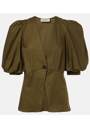 Adriana Degreas Puff-sleeve cotton-blend top