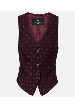 Etro Floral wool and cotton jacquard vest