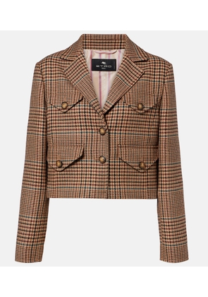 Etro Houndstooth cropped wool blazer
