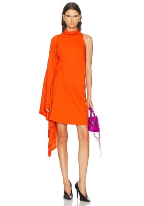 Balenciaga Draped Midi Dress in Sunset Red - Orange. Size XS (also in L, M, S).
