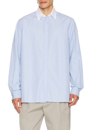 Bottega Veneta Classic Fine Stripe Poplin Shirt in Fountain Blue - Blue. Size 50 (also in ).