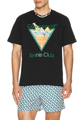 Casablanca Classic T-Shirt in Tennis Club Triangle - Black. Size S (also in L, M, XL/1X, XXL/2X).