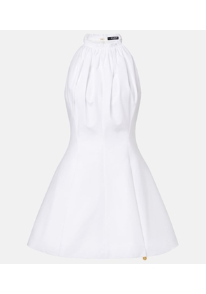 Balmain Ruched cotton poplin minidress