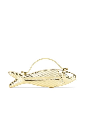Vin. Fishy Top Handle Bag in Brass & Aquamarine - Metallic Gold. Size all.