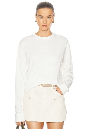RENGGLI Long Sleeve Crewneck Top in Chalk - White. Size L (also in XS, M, XL).