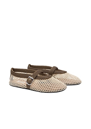 ALAÏA Ballet Flat in Vert Kaki - Cream,Taupe. Size 41 (also in 36.5, 39, 40).