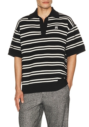 Amiri MA Stripe Knit Polo in Black - Black. Size M (also in L, S, XL/1X, XXL/2X).