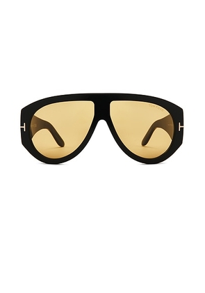 TOM FORD Bronson Acetate Sunglasses in Shiny Black & Brown - Black. Size all.