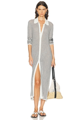 House of Dagmar Lace Shirt Dress in White & Black - Black & White. Size S (also in L, M, XS).