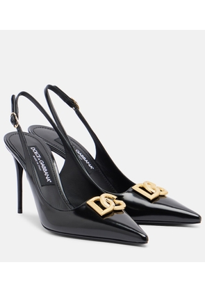 Dolce&Gabbana Lollo DG patent leather slingback pumps