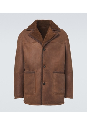 Etro Shearling-trimmed leather jacket