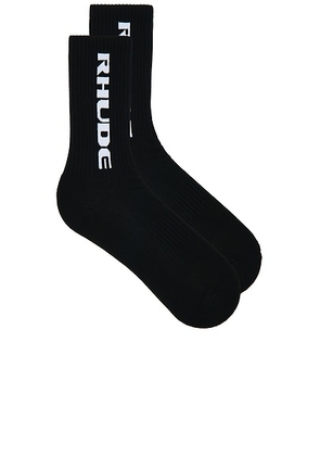 Rhude Tripoli Racing Logo Sock in Black & White - Black. Size all.