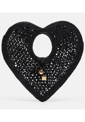 Jacquemus Spiaggia Coeur Small raffia top-handle bag