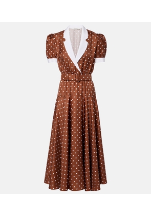 Rodarte Belted polka-dot silk twill midi dress