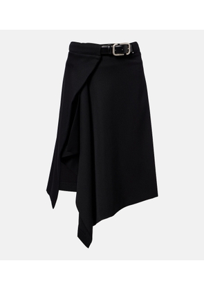 The Attico Asymmetric virgin wool wrap skirt