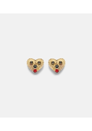 Yvonne Leon Nano Puces 9kt gold earrings with black diamonds and enamel
