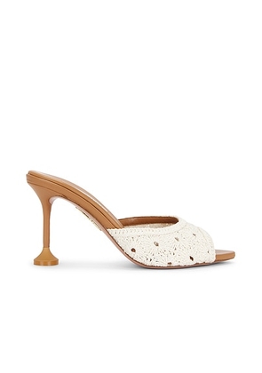 Aquazzura Loom Nappa 85 Mule in Cream & Light Caramel - Tan. Size 41 (also in 36, 37, 38.5, 39, 39.5).