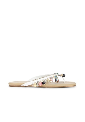 Christopher Esber Memento Charm Flip Flop in White - White,Metallic Gold. Size 41 (also in 36, 38, 39, 40).