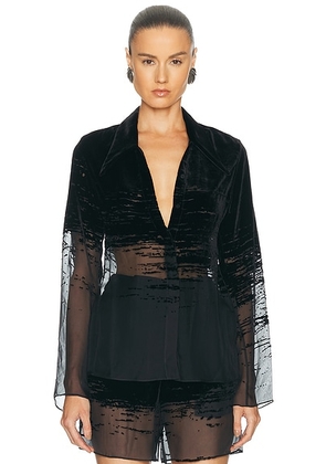 Grace Ling Glitch Shirt in Black Sheer - Black. Size S (also in ).