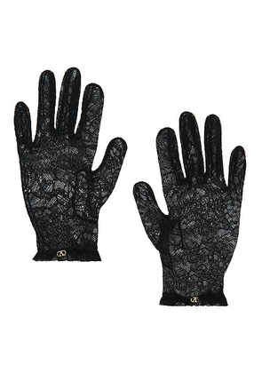 Valentino Garavani Lace Gloves in Nero & Oro - Black. Size 6 (also in 7, 8).