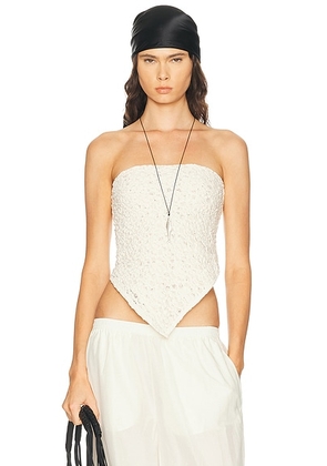 Enza Costa Puckered Lace Scarf Top in Off White - Ivory. Size all.
