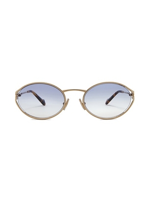 Miu Miu Oval Metal Sunglasses in Pale Gold & Light Blue - Metallic Gold. Size all.