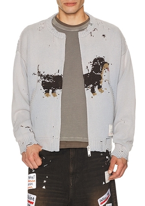 Maison MIHARA YASUHIRO Dog Jacquard Knit Cardigan in Blue - Blue. Size 48 (also in ).