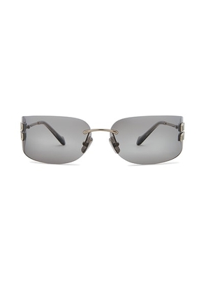 Miu Miu Rectangle Fashion Show Sunglasses in Silver Mirror - Metallic Silver. Size all.