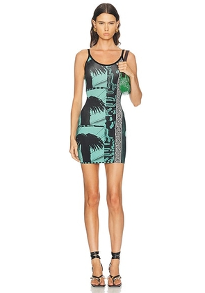 VERSACE Knit Mini Dress in Light Teal - Teal. Size 40 (also in ).