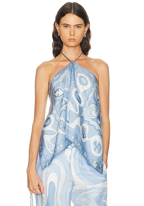 Emilio Pucci Silk Twill Top in Pale Blue - Baby Blue. Size all.