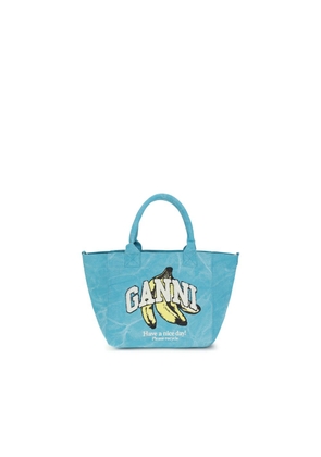 Ganni Blue Recycled Cotton Shoulder Bag