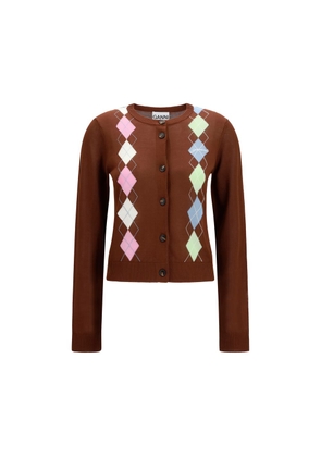 Ganni Brown Cotton Cardigan - L