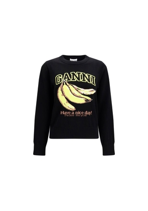 Ganni Black Cotton Sweatshirt - L