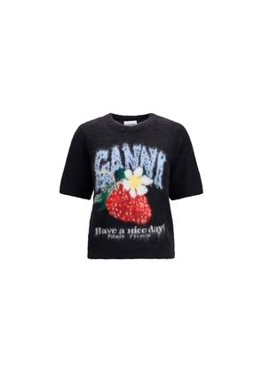 Ganni Black Alpaca Vicugna Pacos T-Shirt - L