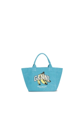 Ganni Blue Recycled Cotton Shoulder Bag