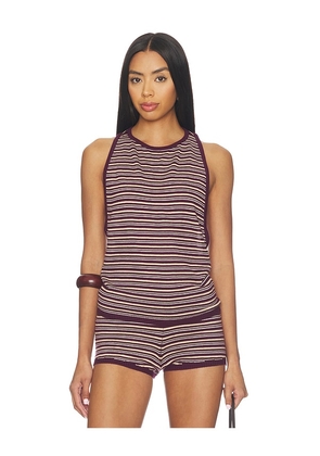 EB Denim Romy Knit Racer Tank Top in Purple. Size XS. Also in S, M, L.