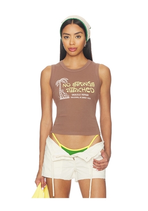 DAYDREAMER No Strings Attached Shrunken Tank Top in Brown. Size XS. Also in S, M, L, XL.