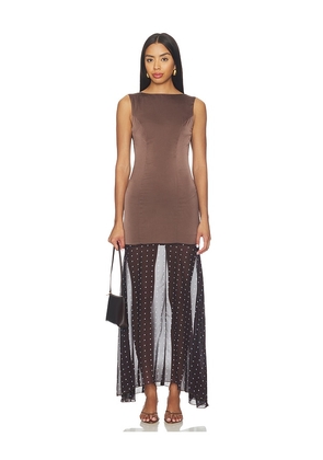 ALL THE WAYS Sariah Maxi Dress in Brown. Size XXS. Also in XS, S, M, L, XL.