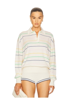 Helsa Kaysee Oversized Polo in Cream. Size XS. Also in XXS, S, M, L, XL.