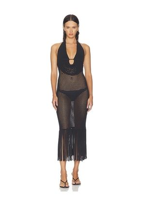HAELO Double Two-toned Fringe Dress in Black. Size S. Also in XS, M, L, XL.